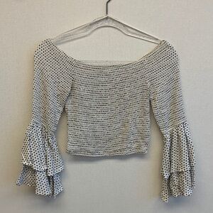 Cage Cropped B&W Polkadot Blouse • Sz S • NEW!